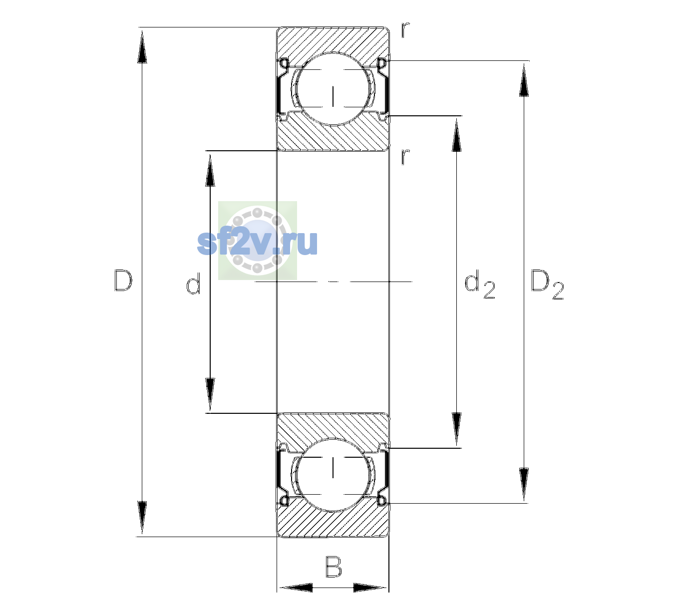 Схема подшипника 6305-C-2Z-L069-C3>V