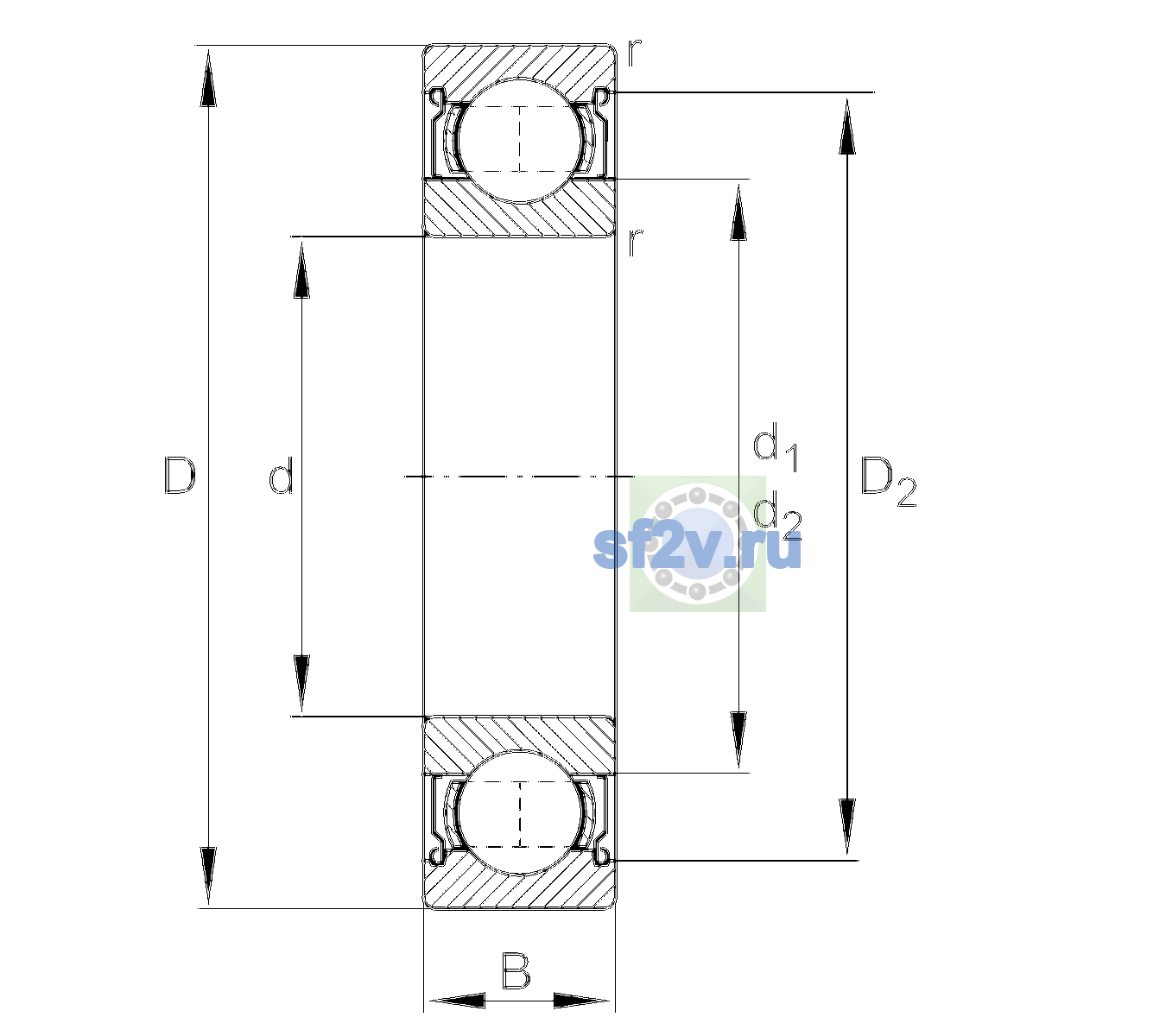 Схема подшипника 6306-2Z-L069-C3