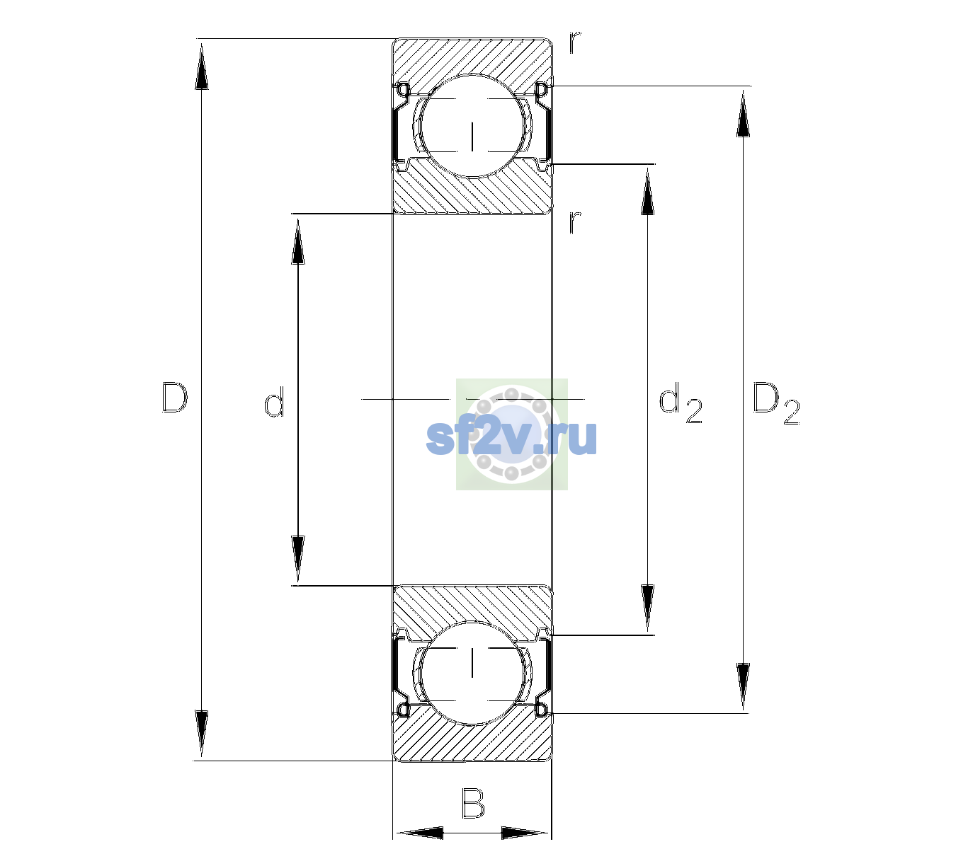 Схема подшипника 6306-C-2Z-L138-CM