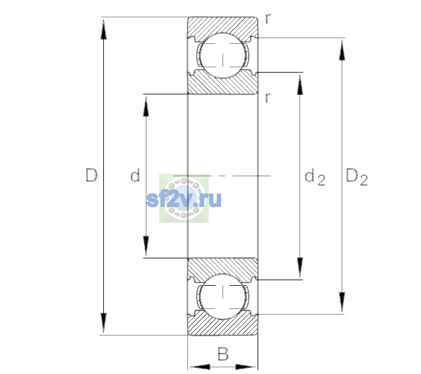 Схема подшипника 6307-C-CM