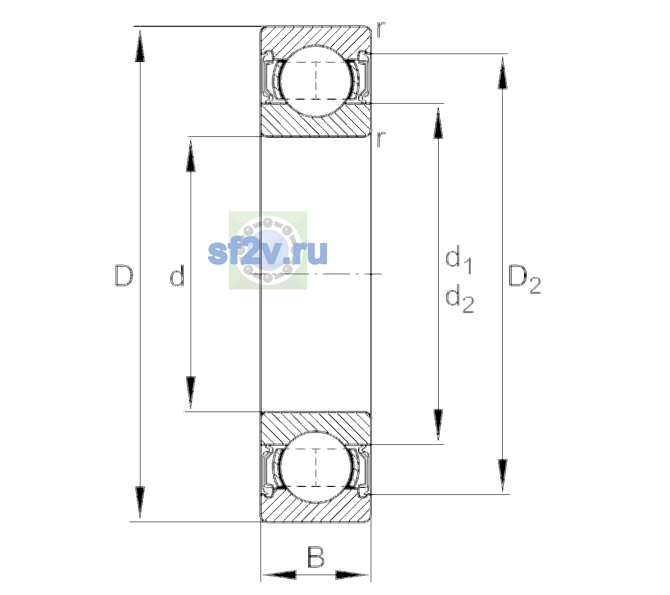 Схема подшипника 6309-2RSR-L138-C3