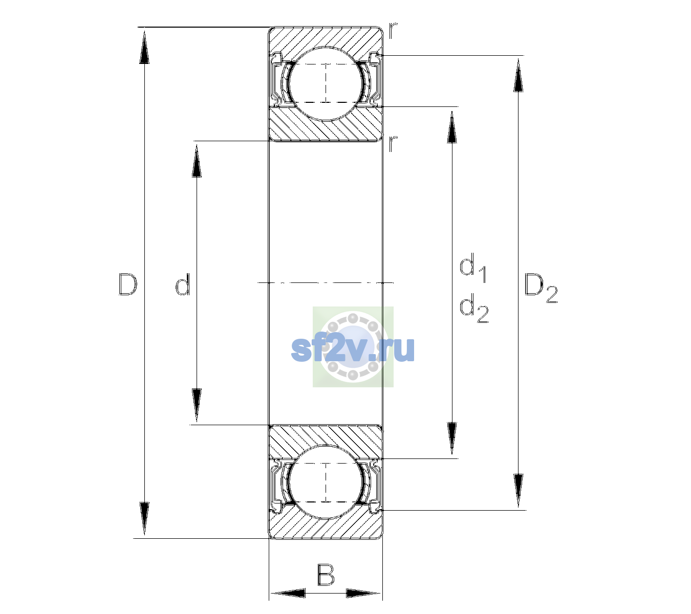 Схема подшипника 6309-2RSR-L237-C3