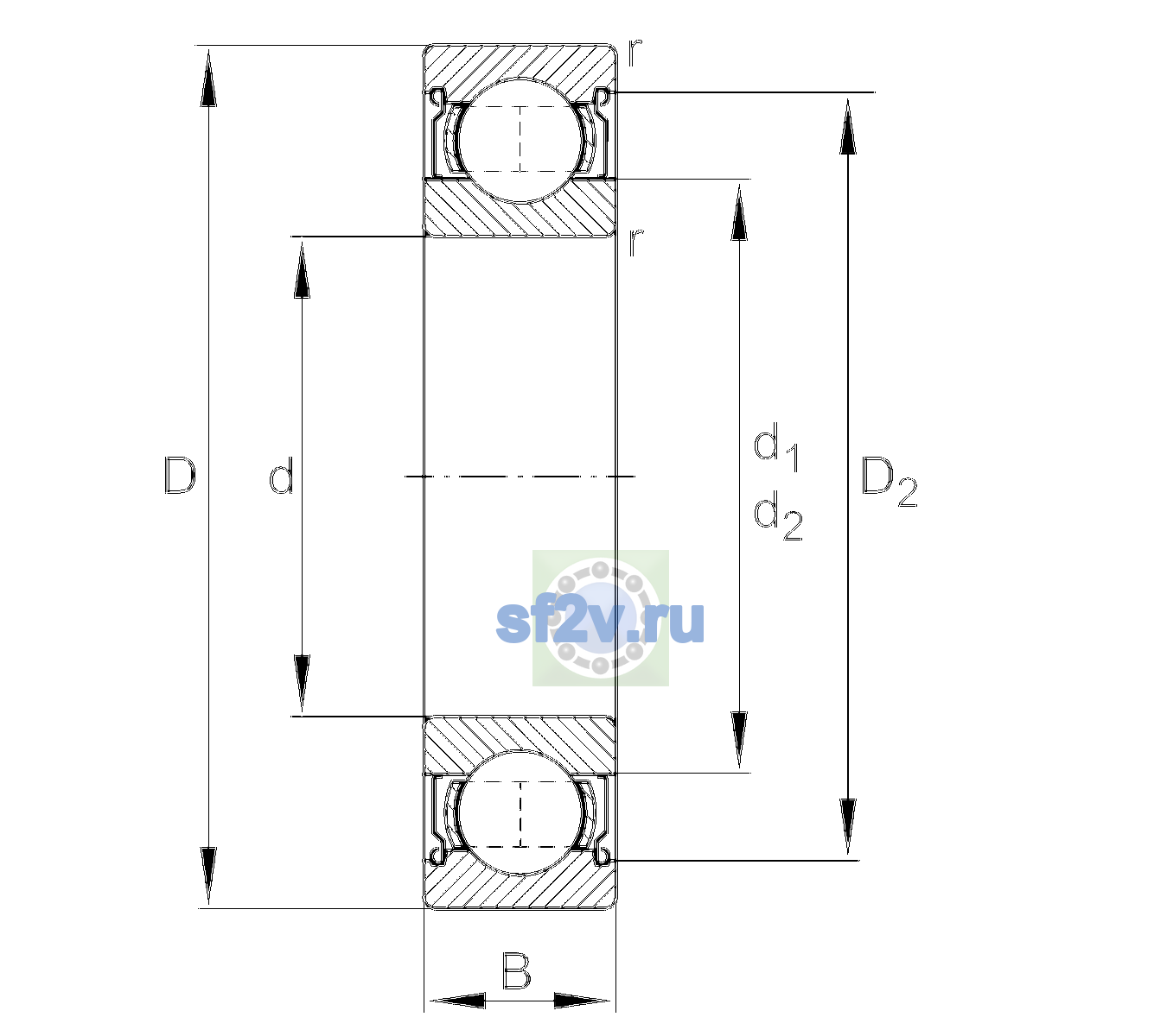 Схема подшипника 6309-2Z-CM