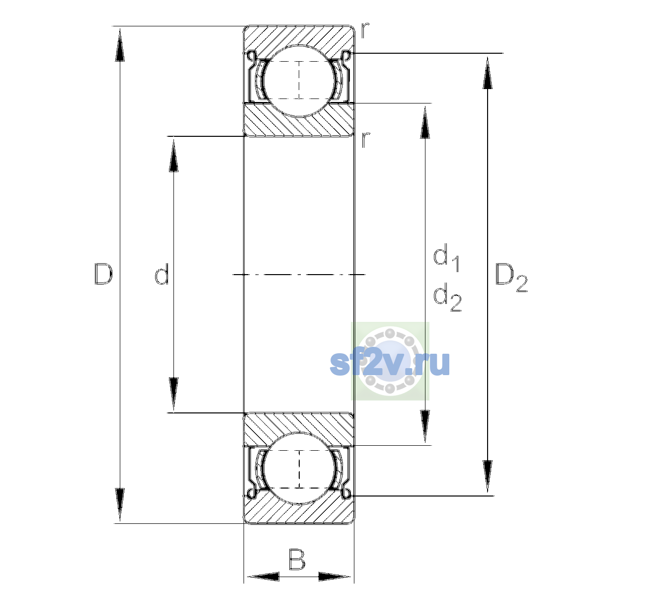 Схема подшипника 6309-2Z-L038