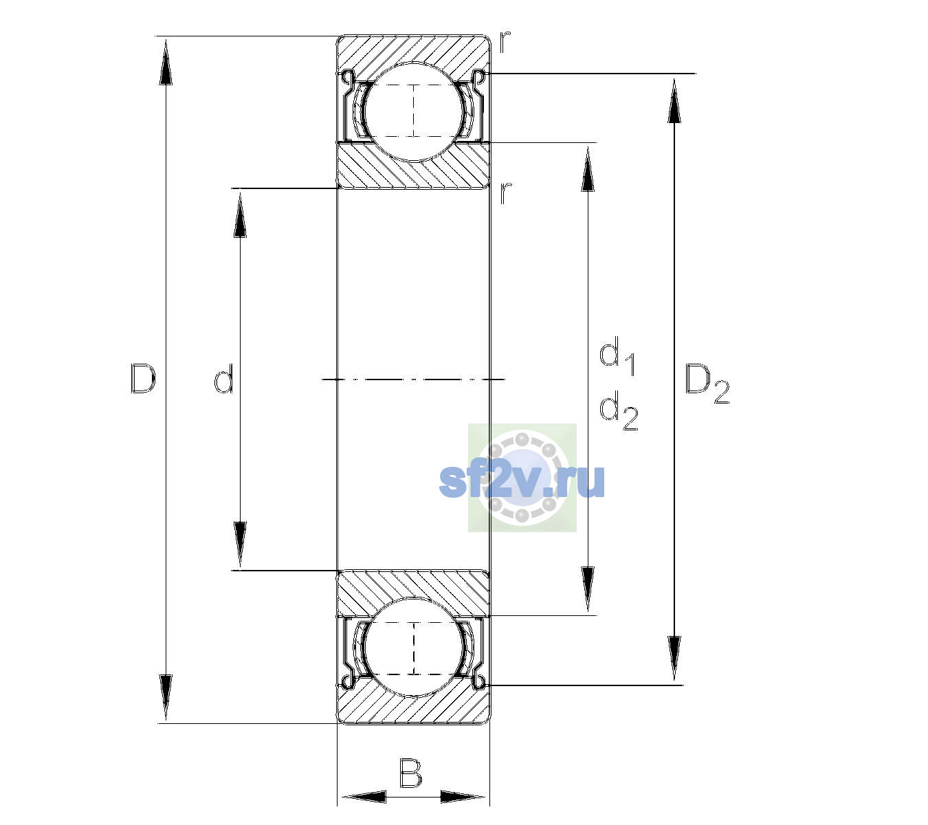Схема подшипника 6309-2Z-L038-C4