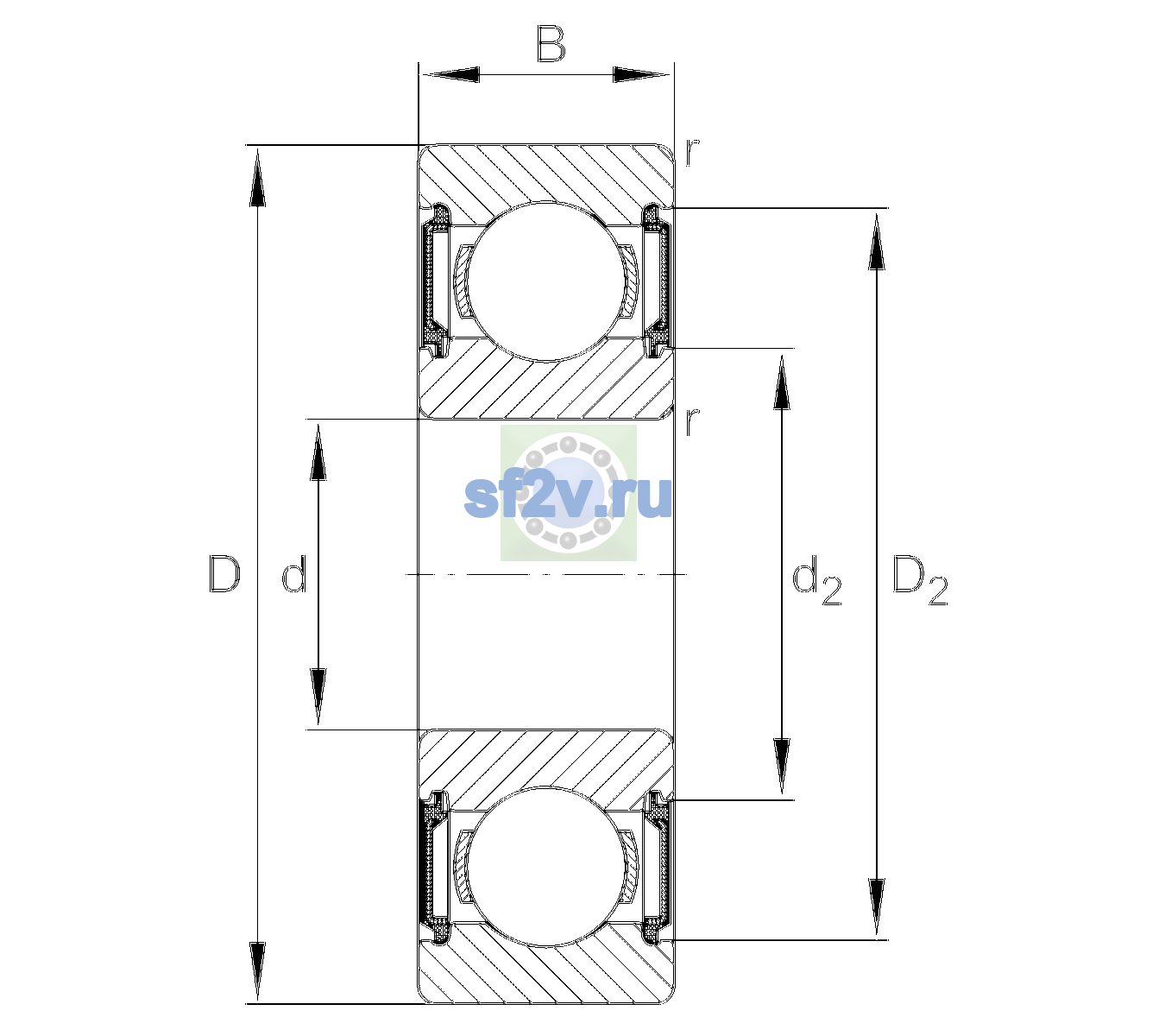 Схема подшипника 6309-C-2BRS-L038-C3