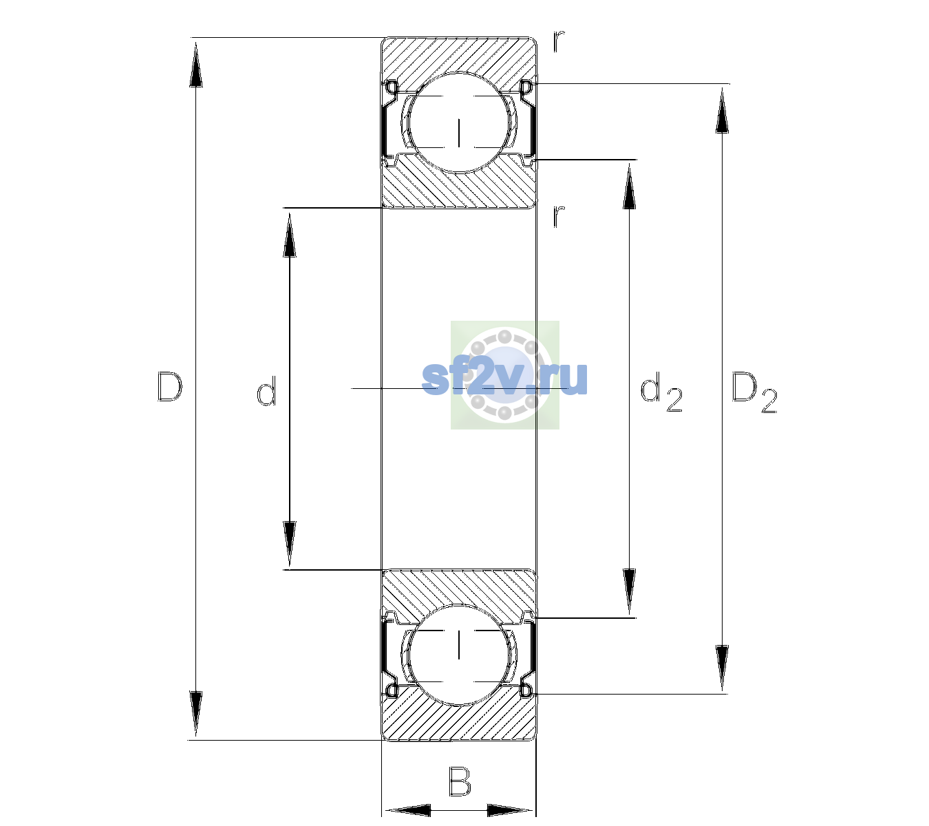 Схема подшипника 6309-C-2Z-L069-C4