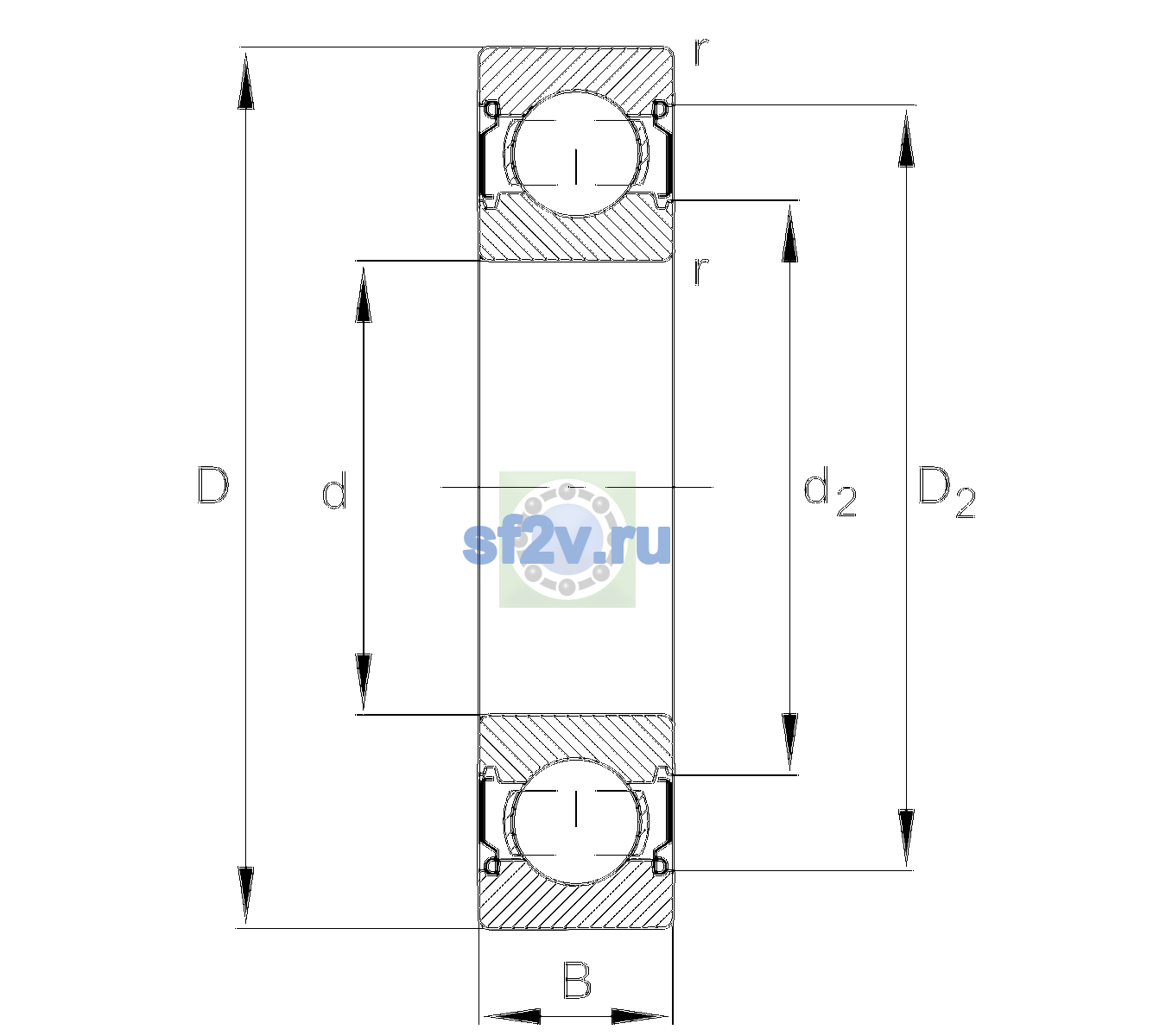 Схема подшипника 6309-C-2Z-L207-C4