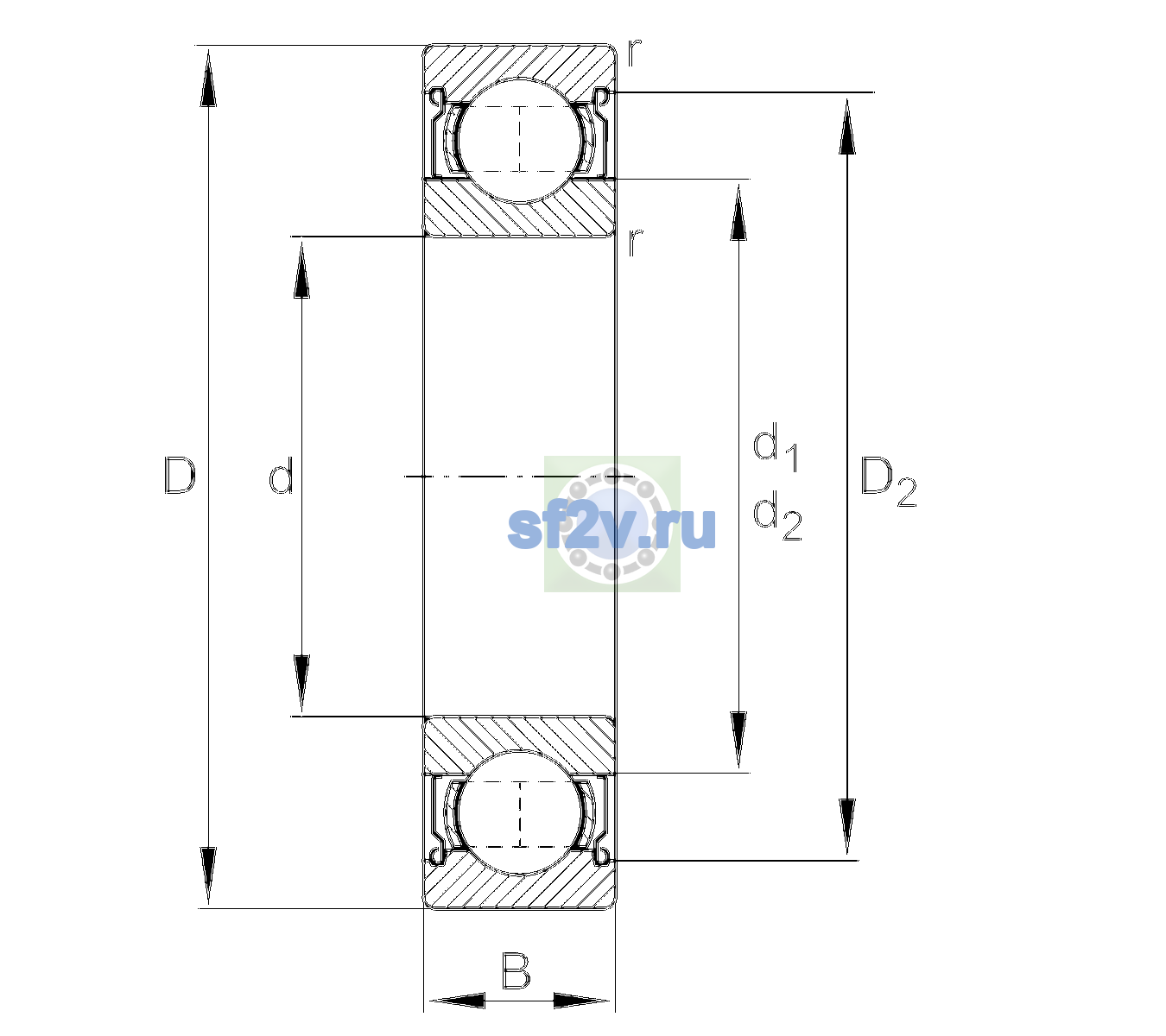 Схема подшипника 6309-Z-C3>A