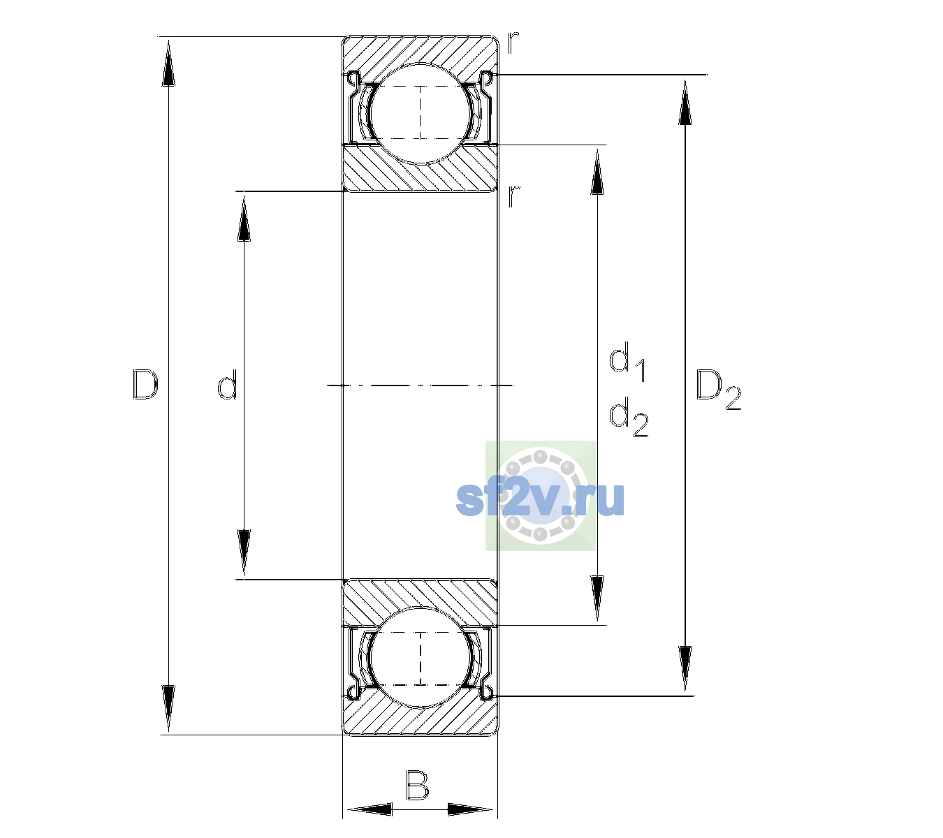 Схема подшипника 6310-2Z-L207-C3