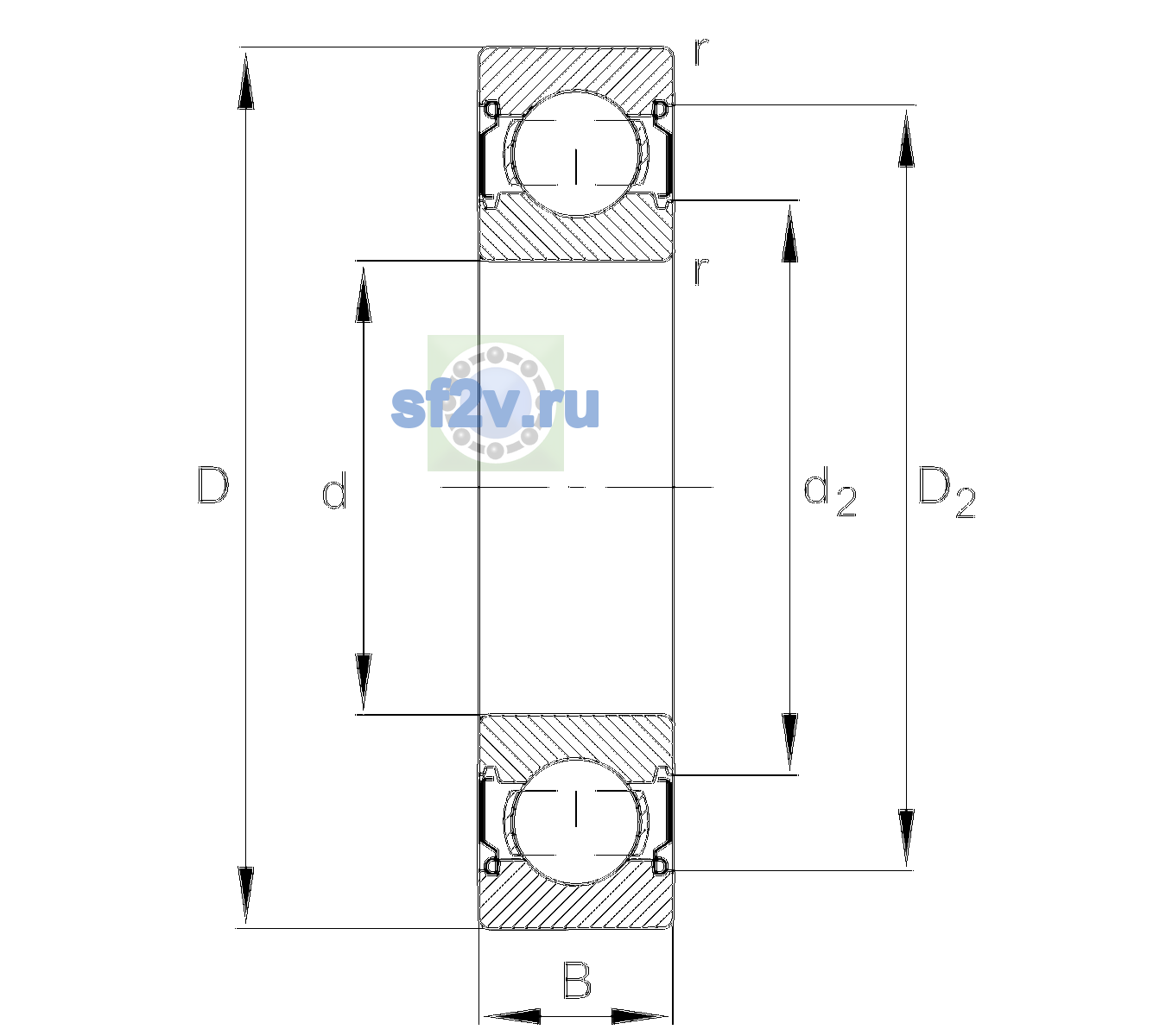 Схема подшипника 6310-C-2Z-C4