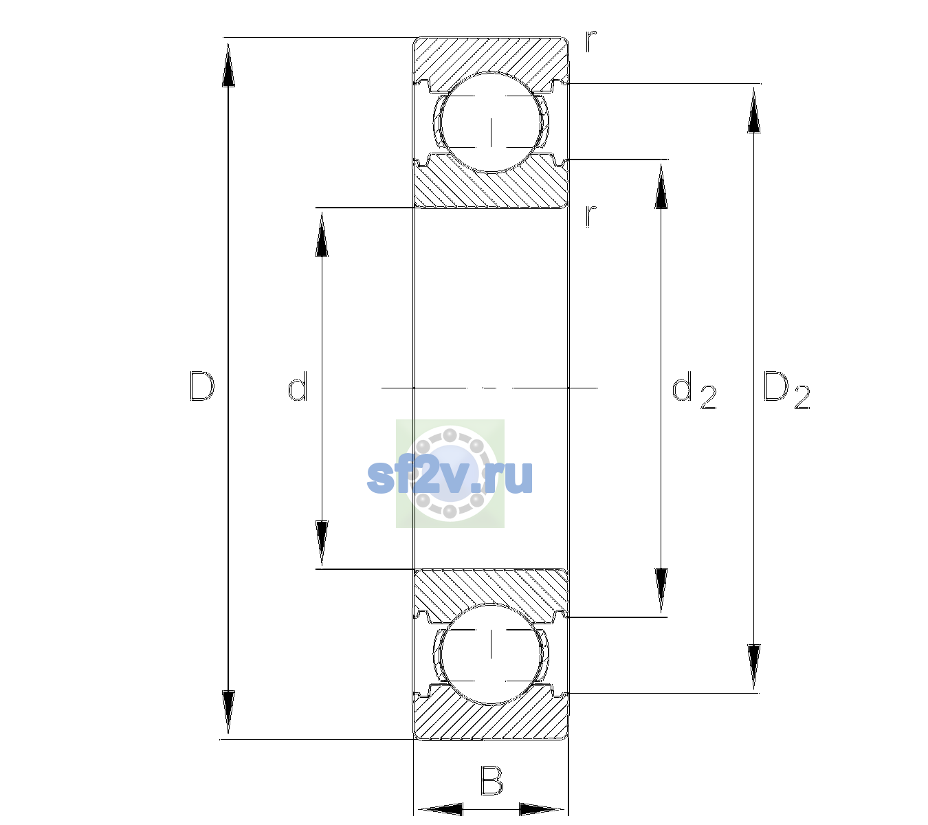 Схема подшипника 6310-C-TVH-C3