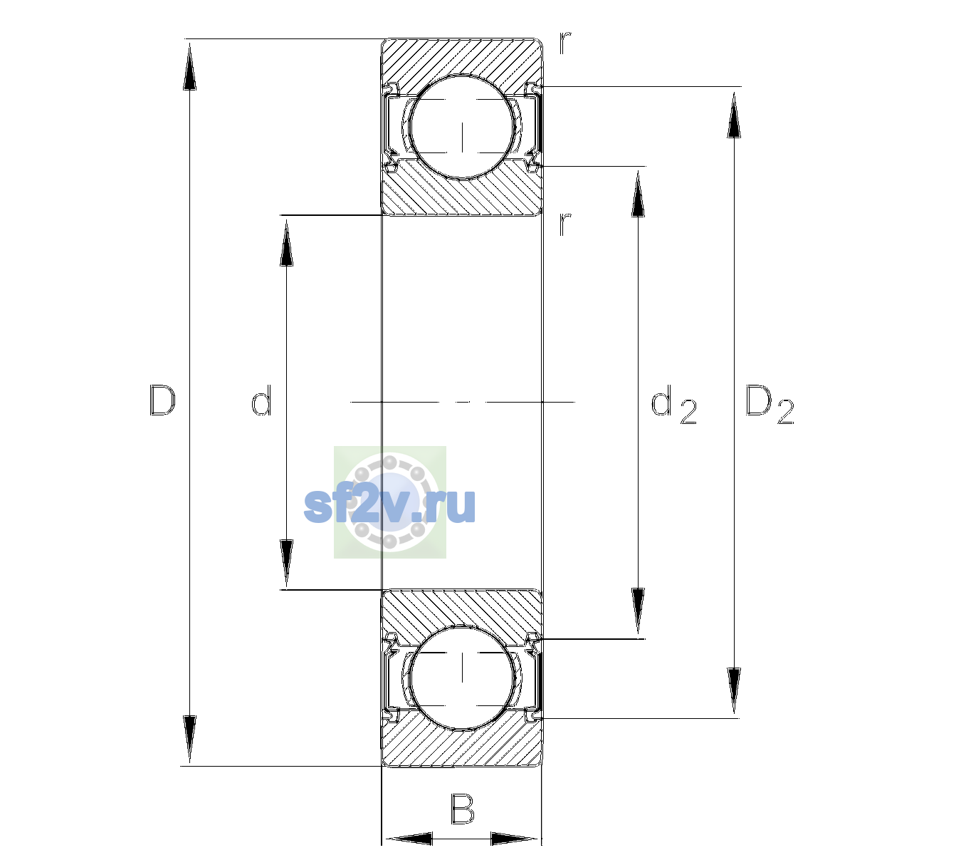 Схема подшипника 6310-C-Z-HRS-L100-C3