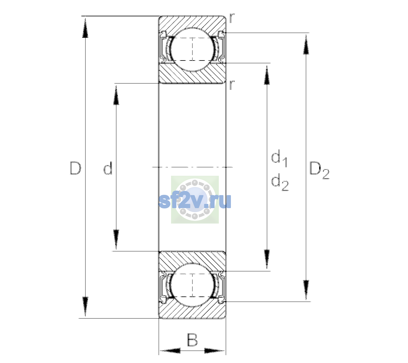 Схема подшипника 6311-2RSR-C3>A