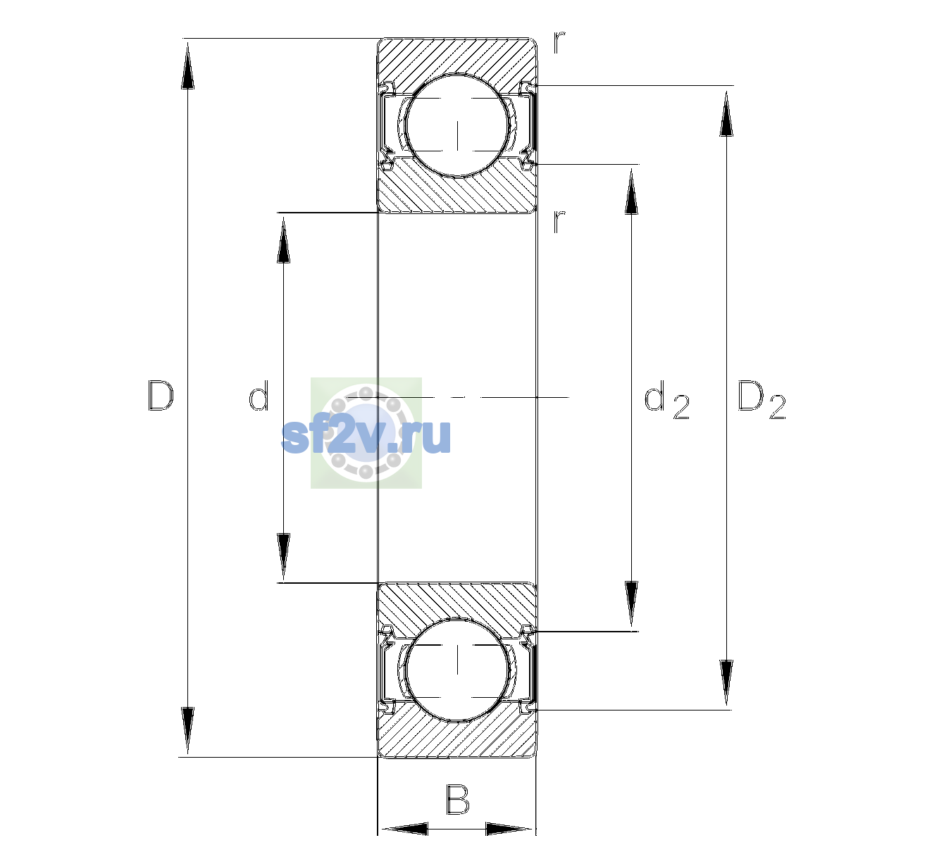 Схема подшипника 6311-C-HRS-C3
