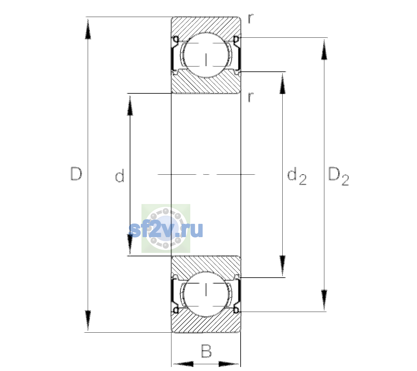 Схема подшипника 6312-C-2Z-L237-C3