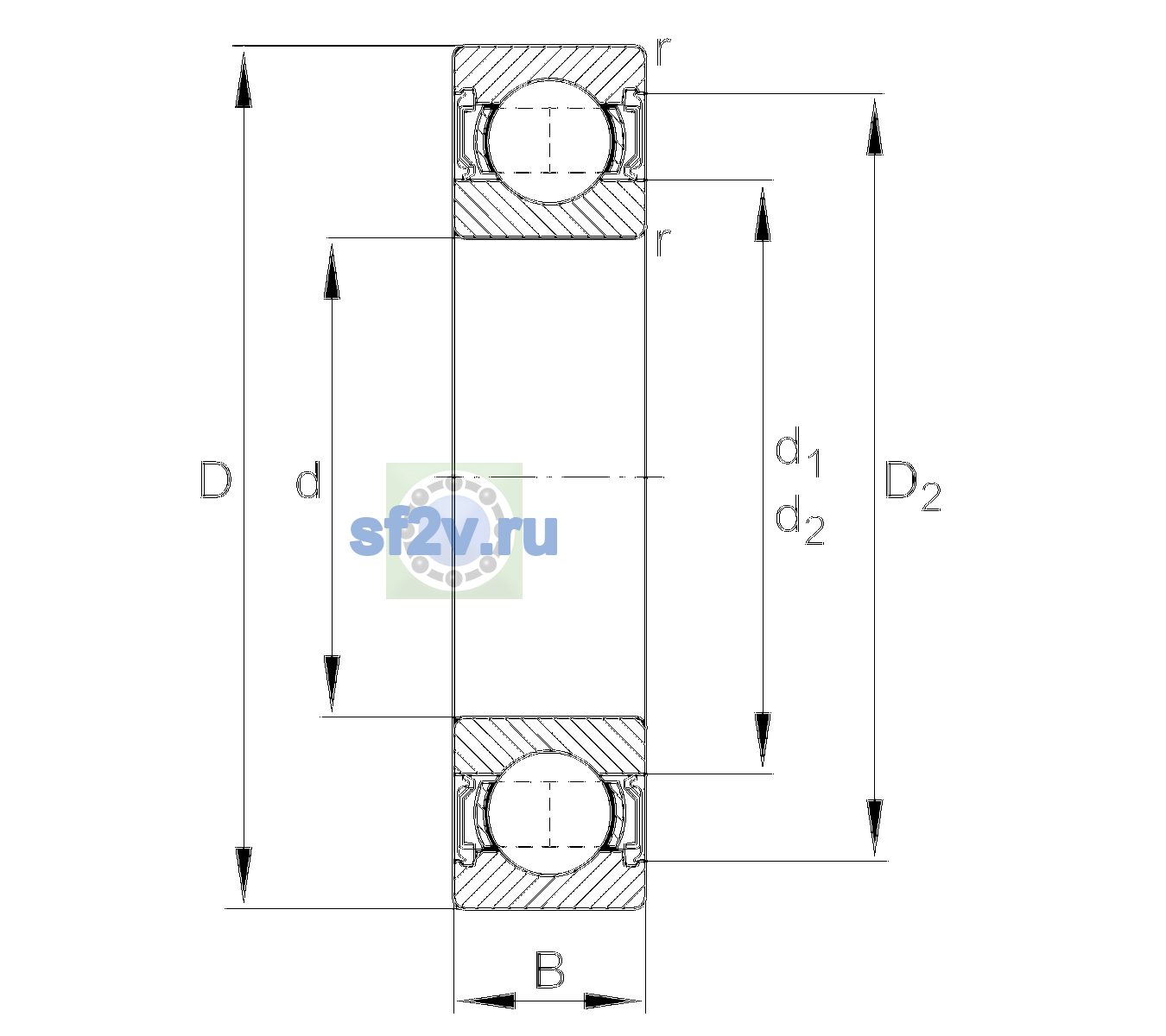Схема подшипника 6313-2RSR-C3>A