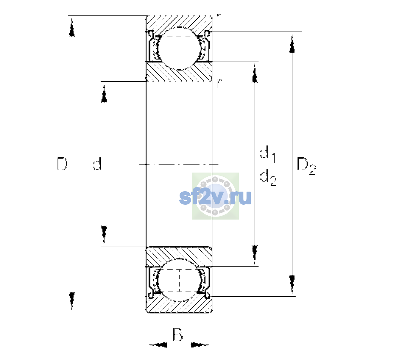 Схема подшипника 6313-2Z-L140-C3