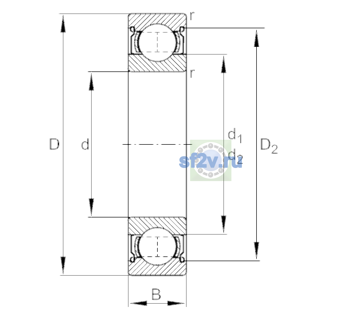 Схема подшипника 6314-2Z-L237-C3