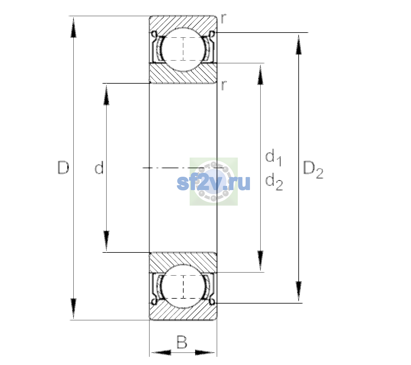 Схема подшипника 6315-2Z-L069-C4