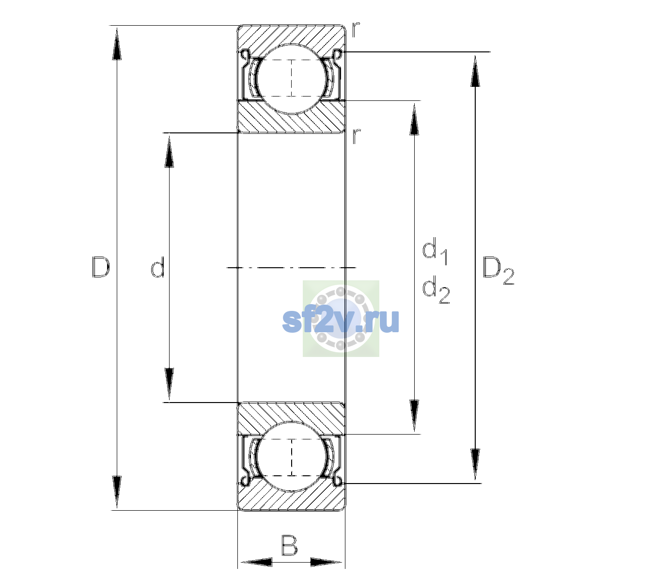 Схема подшипника 6315-2Z-L138-C3