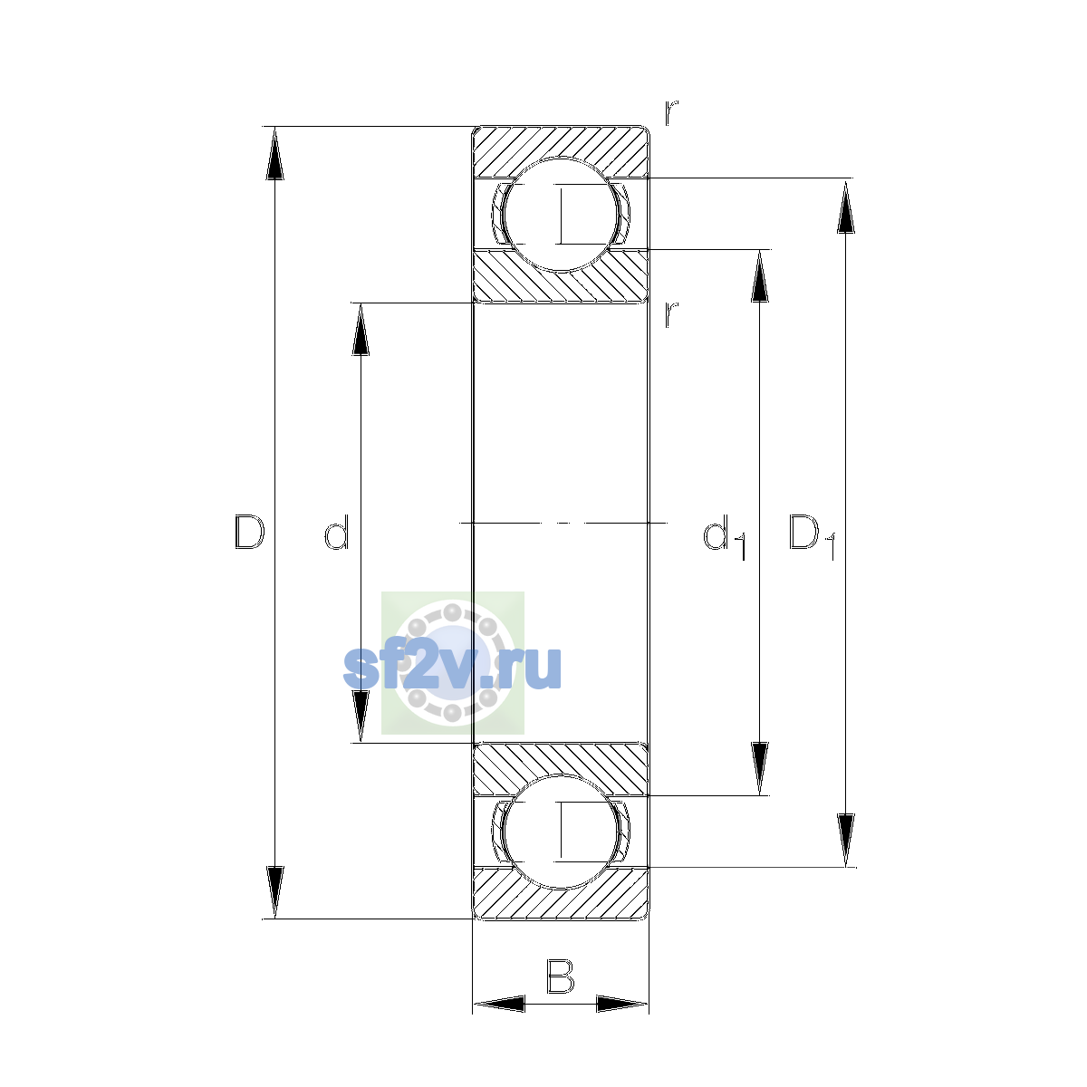 Схема подшипника 6330-M>R