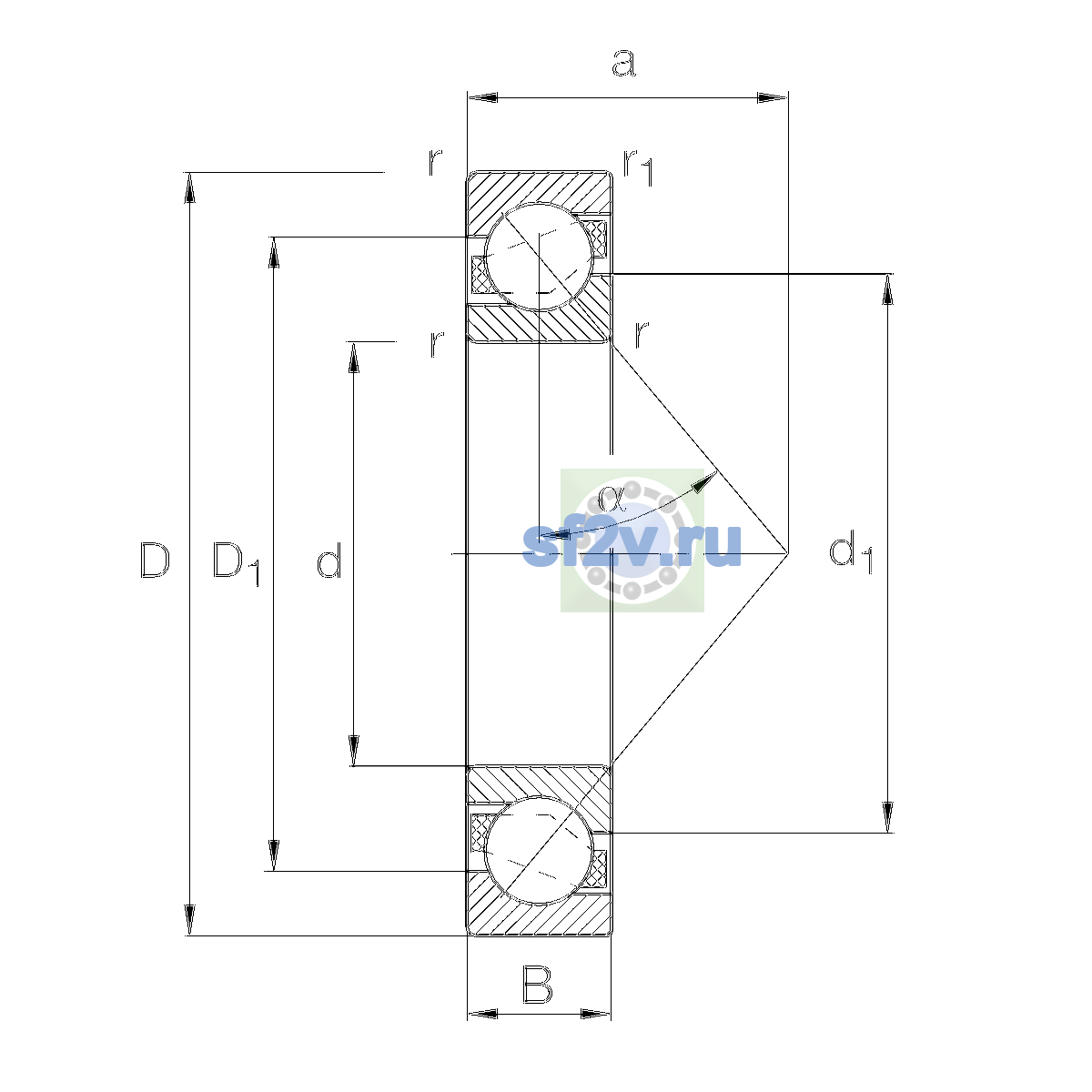 Схема подшипника 7024-XL-MP-UA