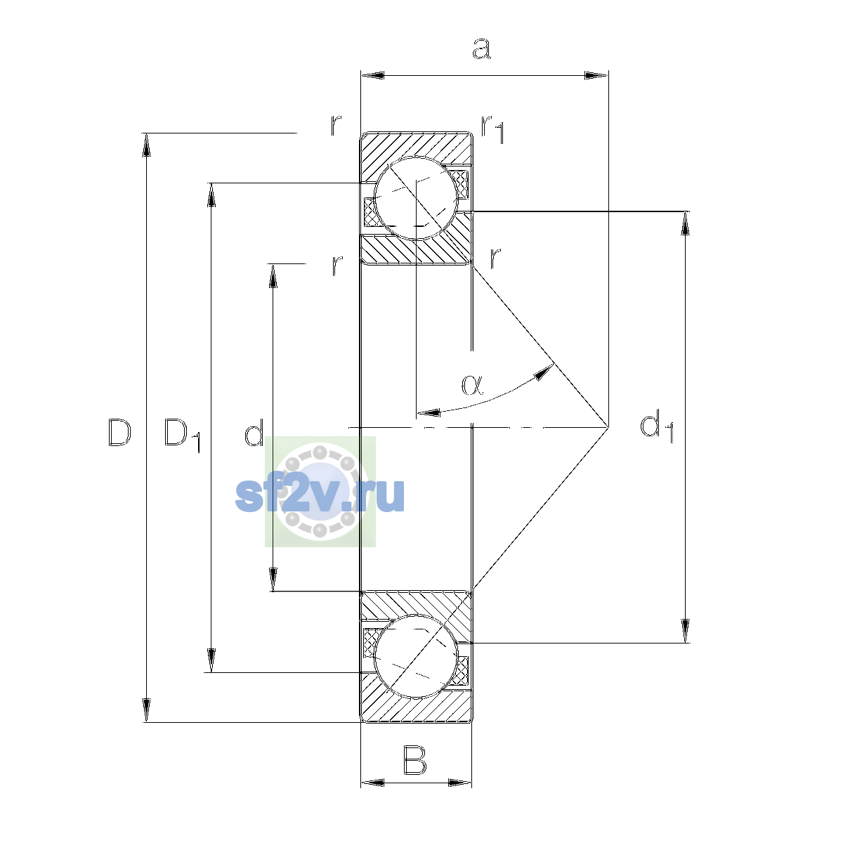 Схема подшипника 7024-XL-MPA-UA