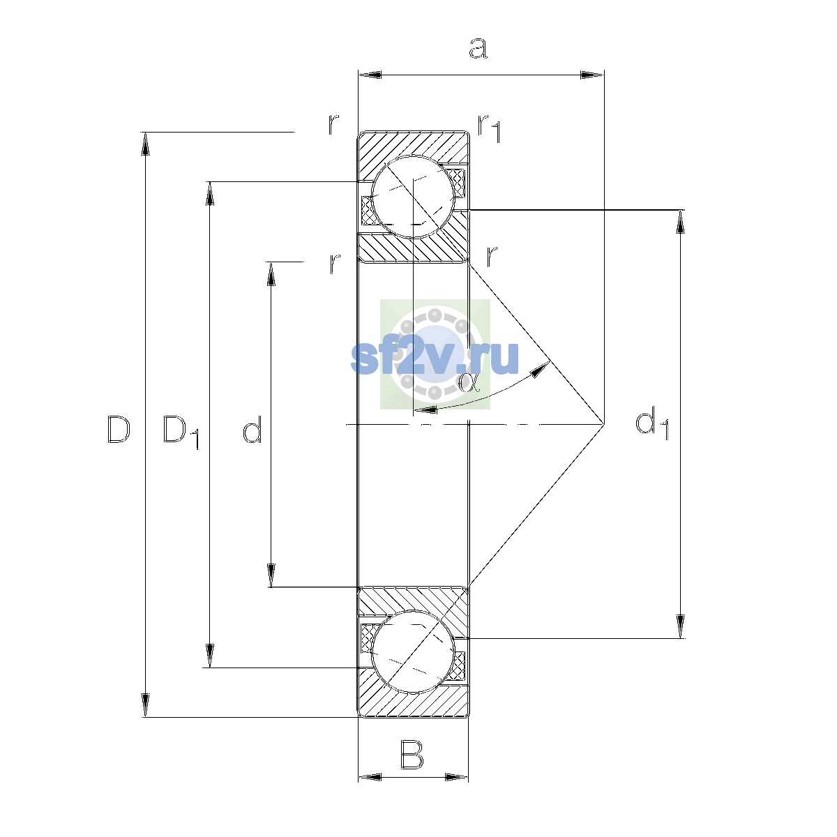 Схема подшипника 7026-XL-MP-UA