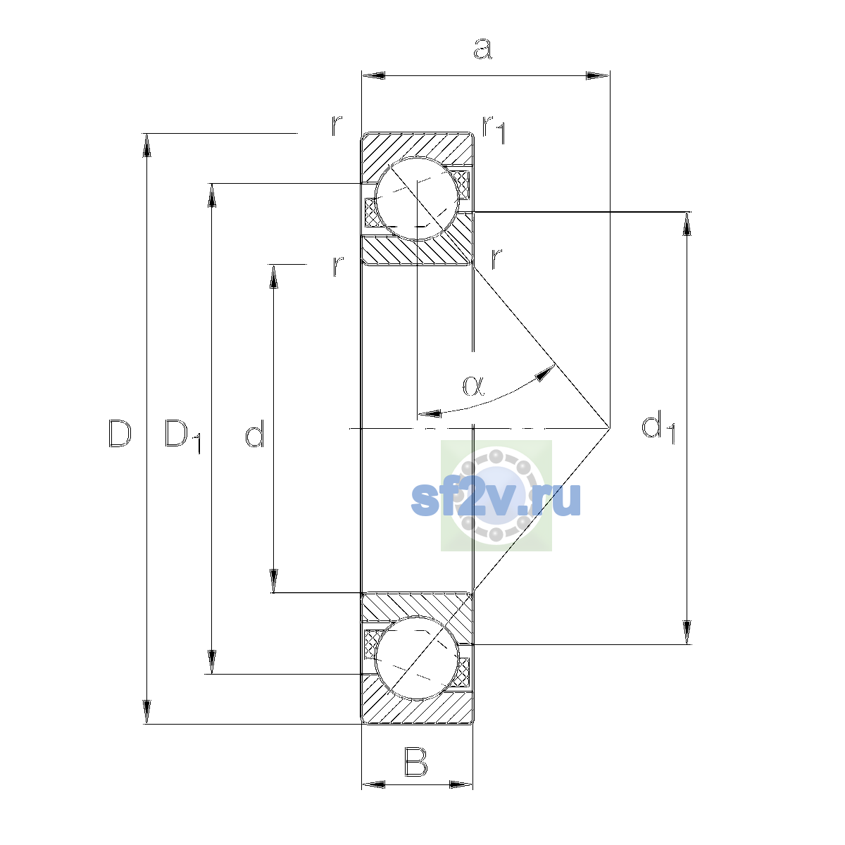 Схема подшипника 7034-B-XL-MP