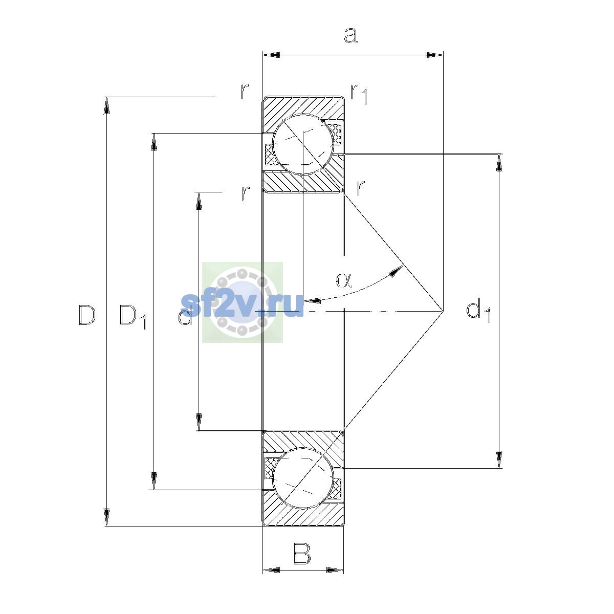 Схема подшипника 7044-MP-UA