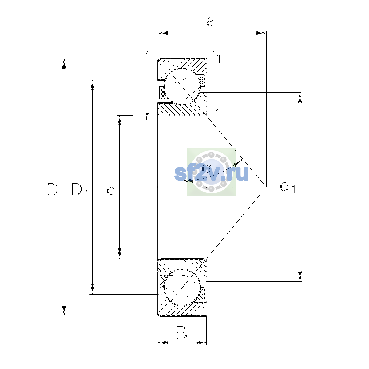 Схема подшипника 7052-MP