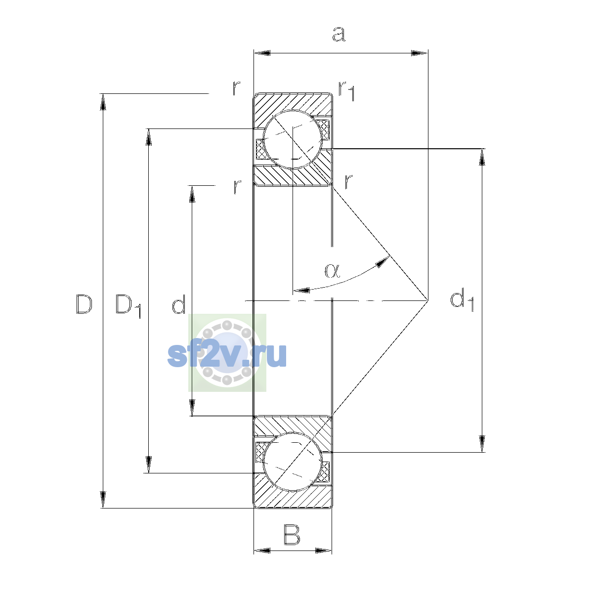 Схема подшипника 7056-MP-UO