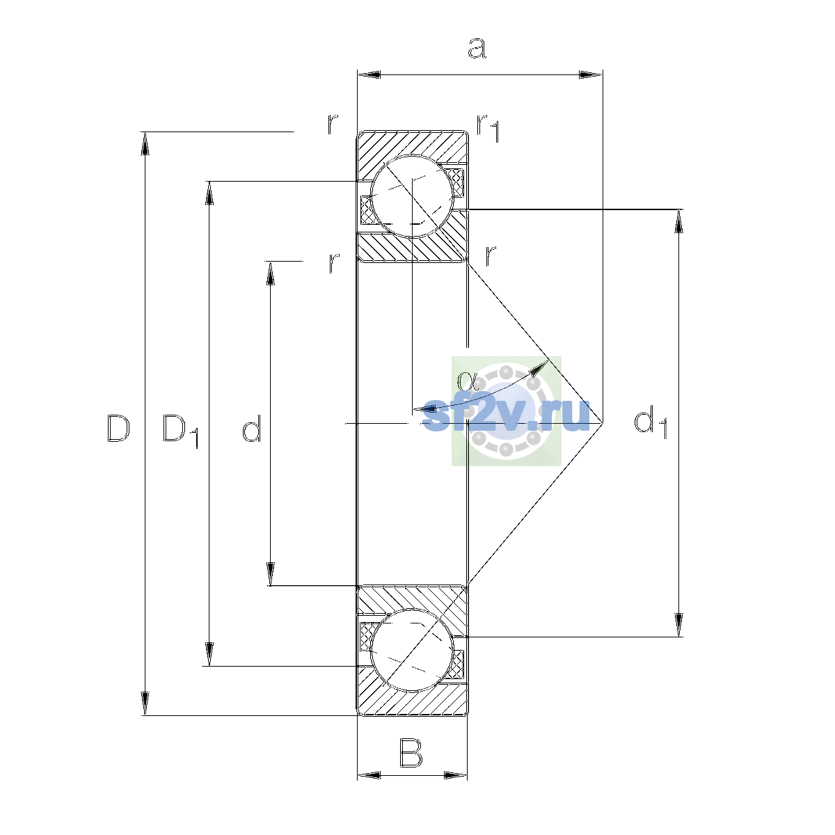 Схема подшипника 71821-B-XL-TVP