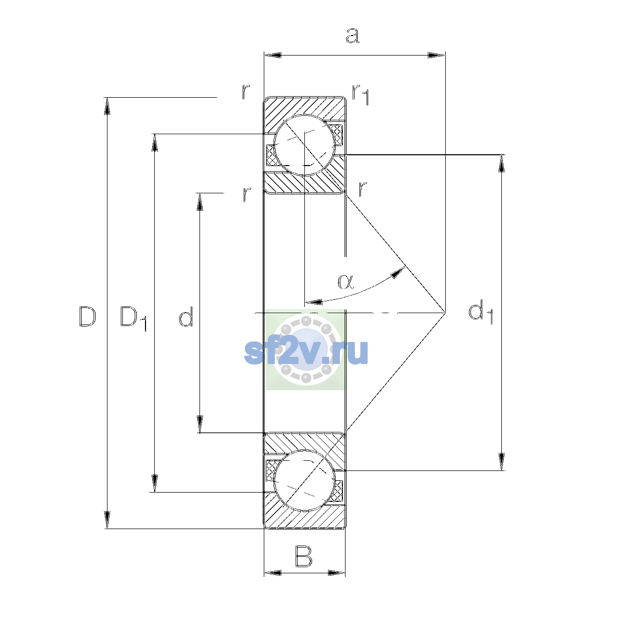 Схема подшипника 71864-MP-P5-UL