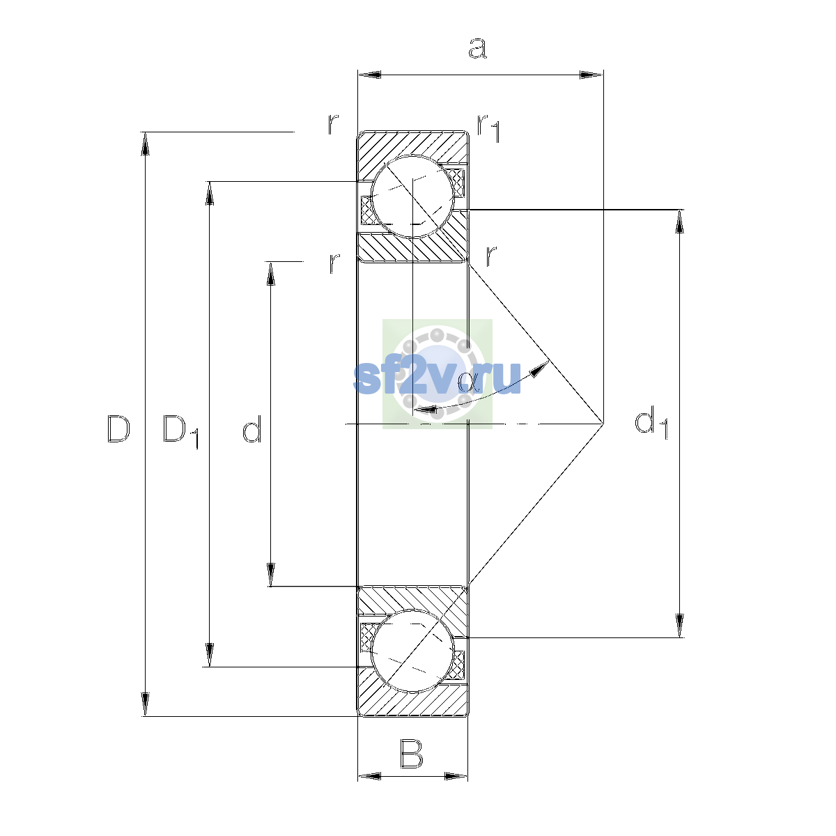 Схема подшипника 718/950-MPB-P5-UM