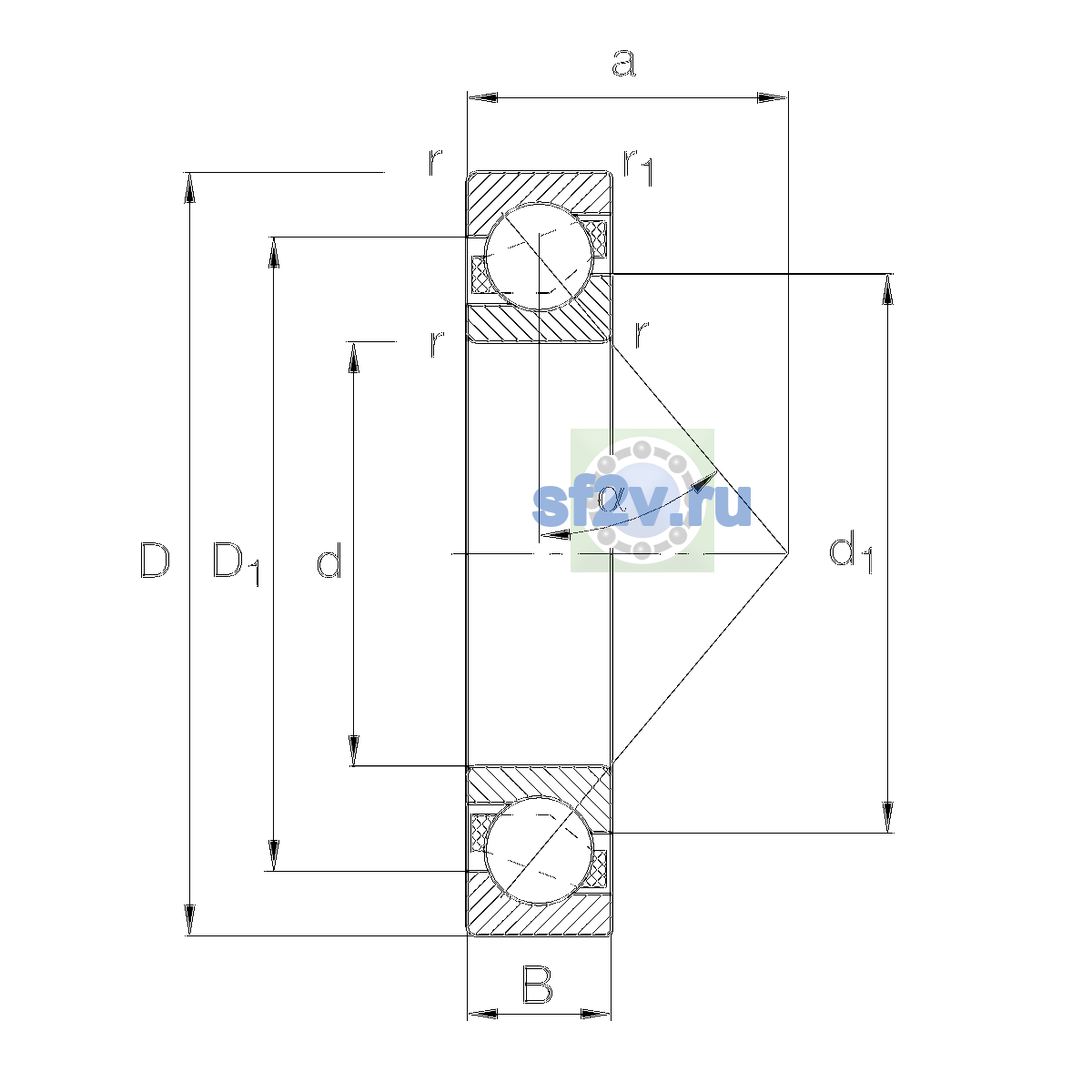 Схема подшипника 719/710-MPB