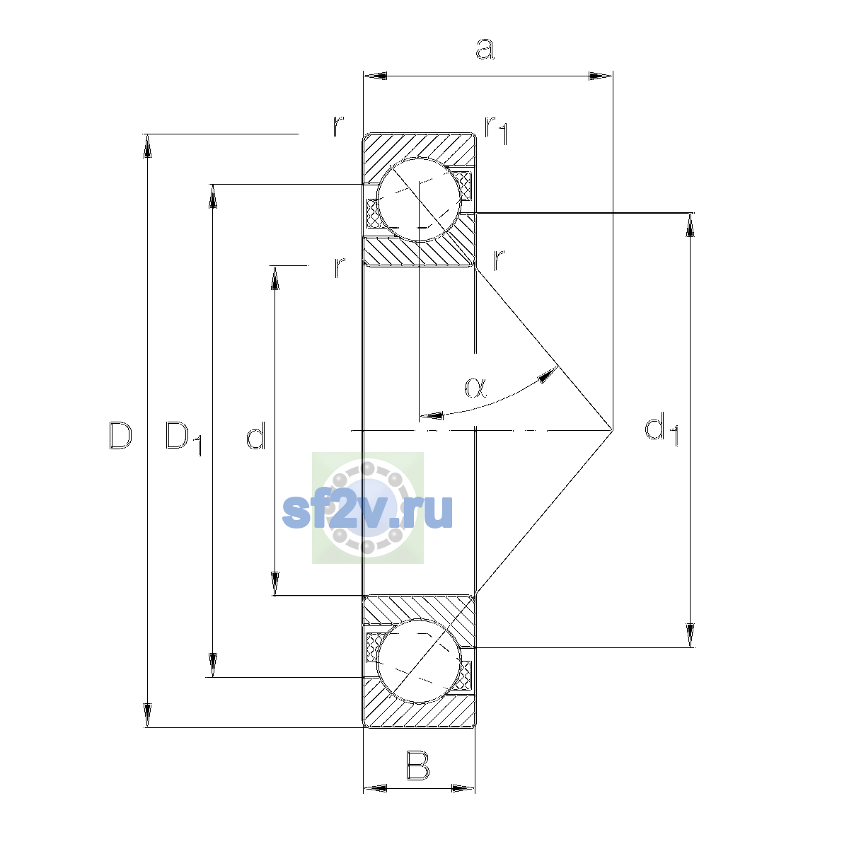Схема подшипника 7200-B-XL-TVP-UO
