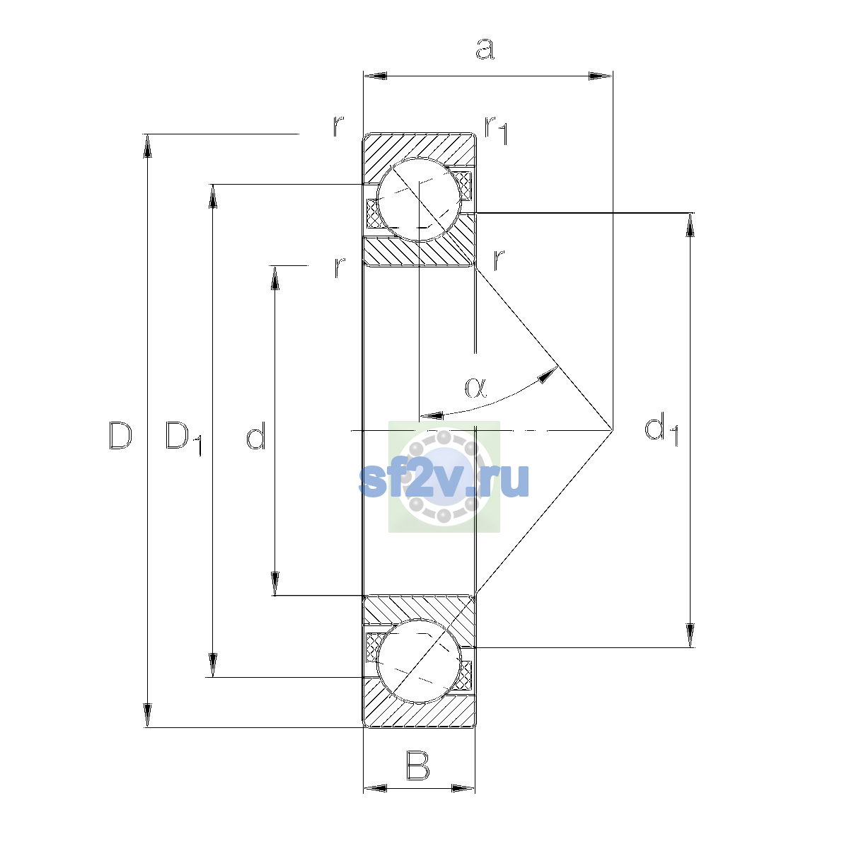 Схема подшипника 7201-B-XL-JP