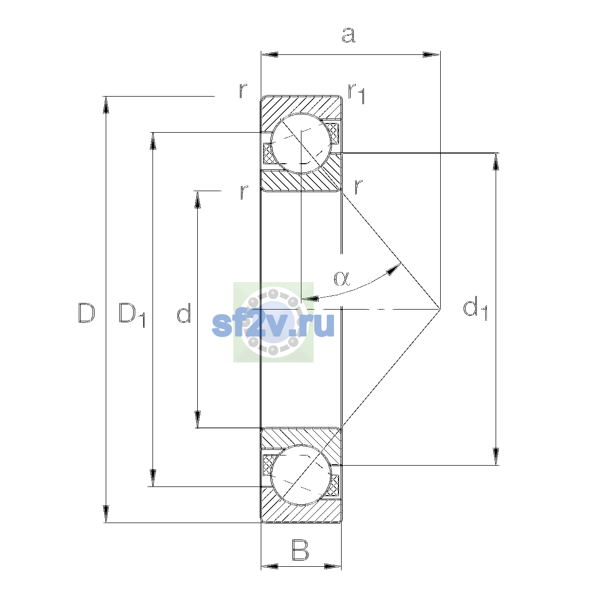 Схема подшипника 7202-B-XL-TVP