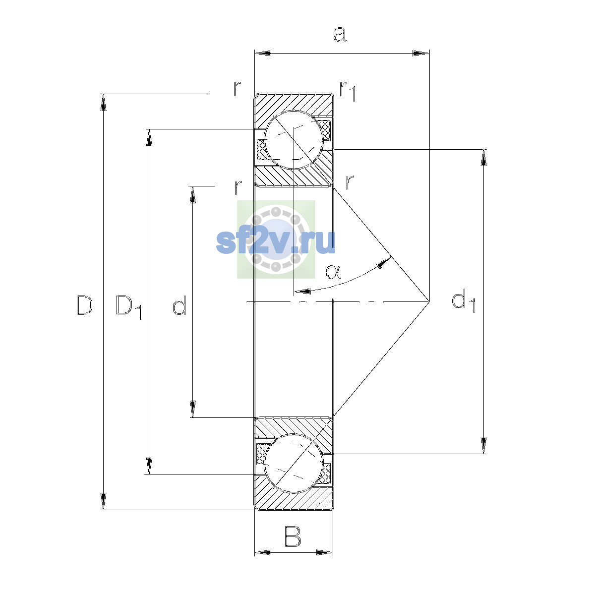 Схема подшипника 7202-B-XL-TVP-UA