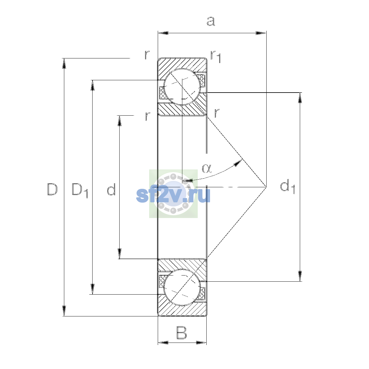 Схема подшипника 7203-B-XL-JP
