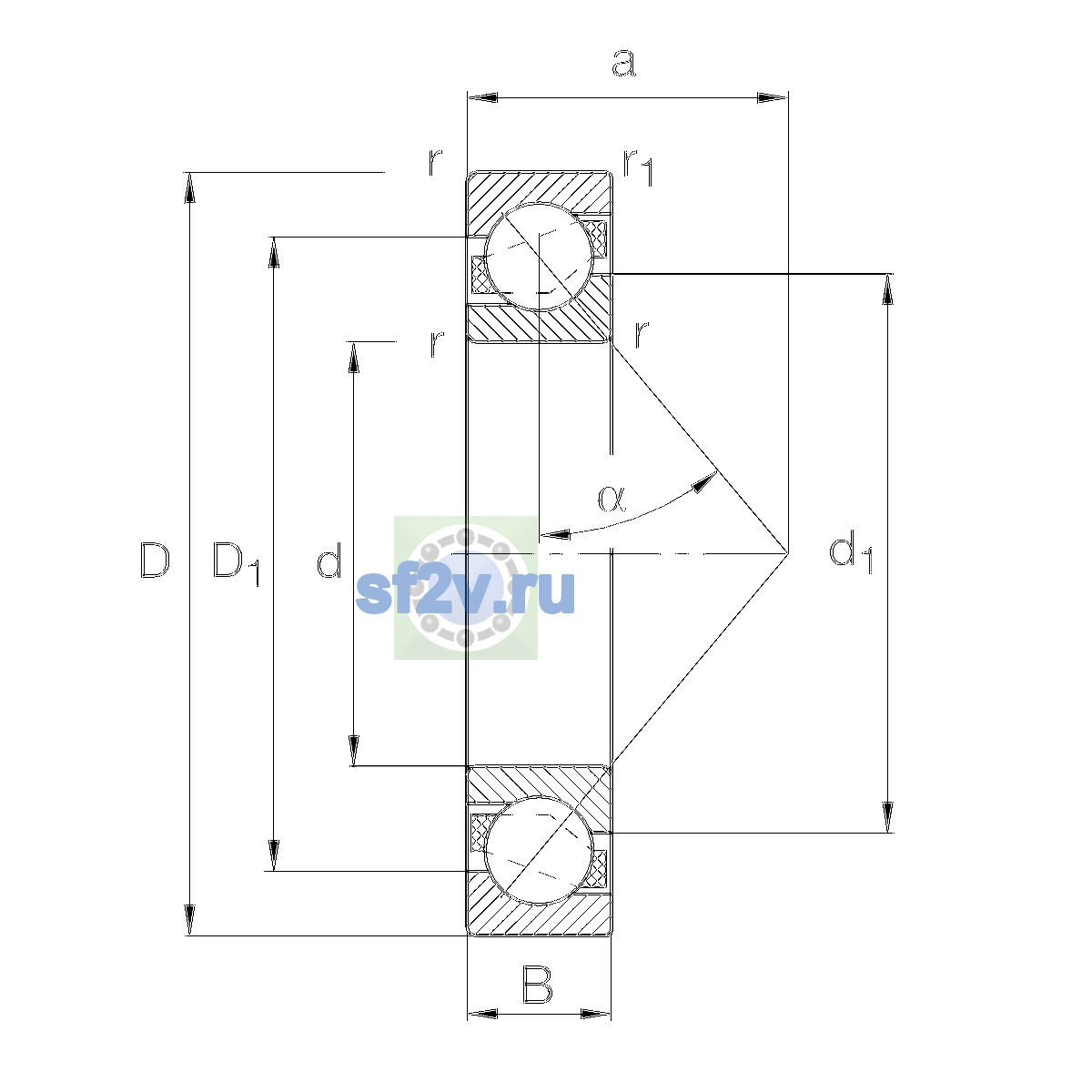 Схема подшипника 7203-B-XL-JP-UO