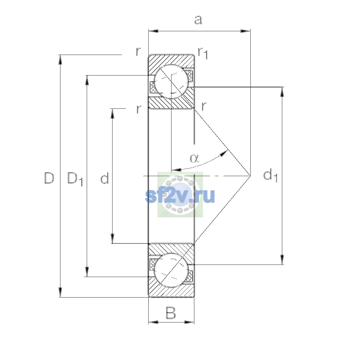 Схема подшипника 7203-B-XL-MP-UA