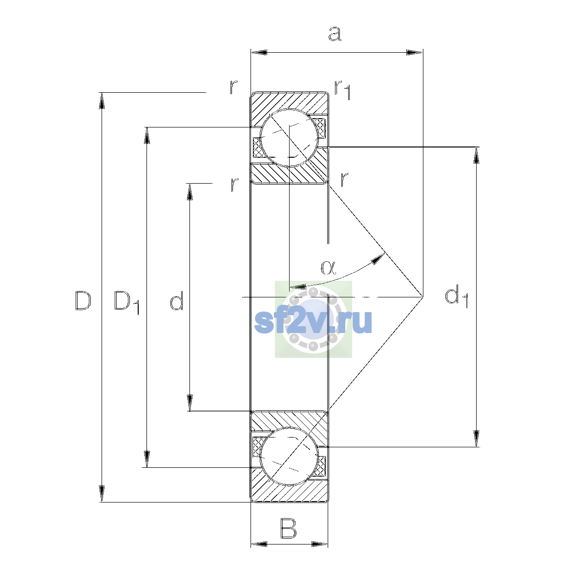 Схема подшипника 7203-B-XL-TVP