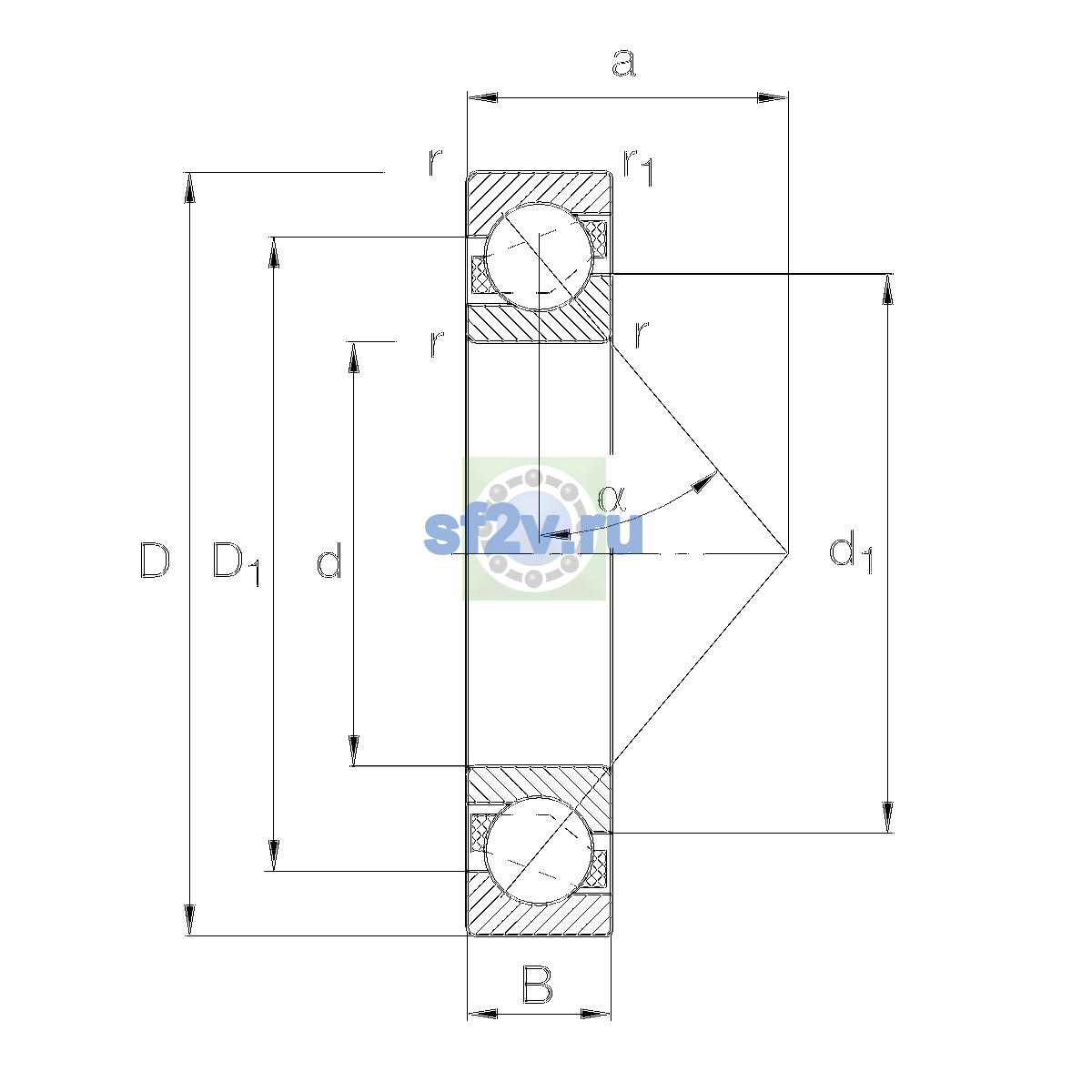 Схема подшипника 7203-B-XL-TVP-UA