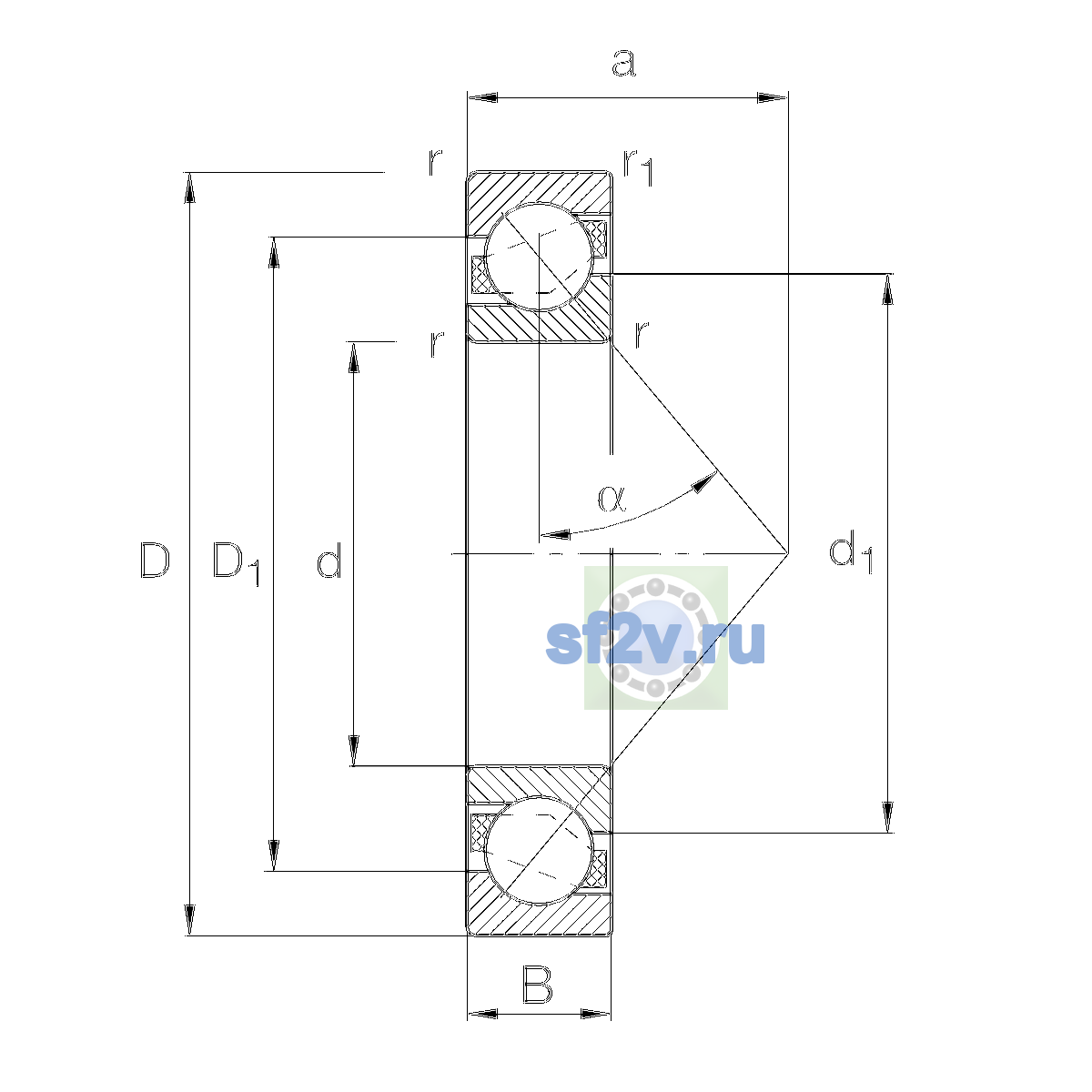 Схема подшипника 7204-B-XL-TVP