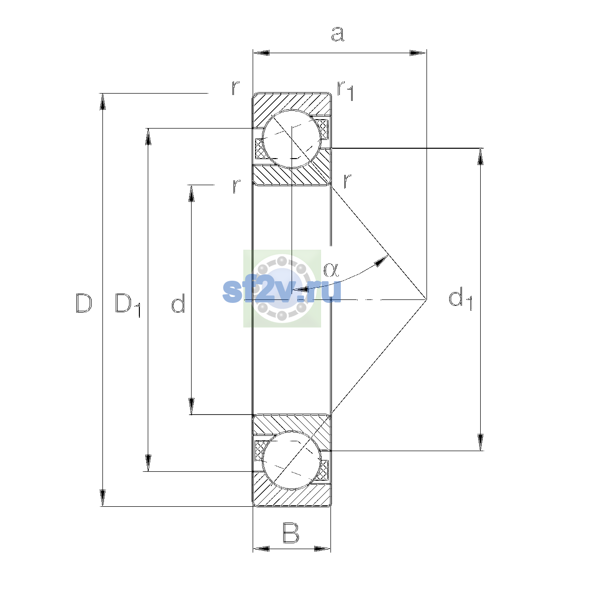 Схема подшипника 7205-B-XL-JP