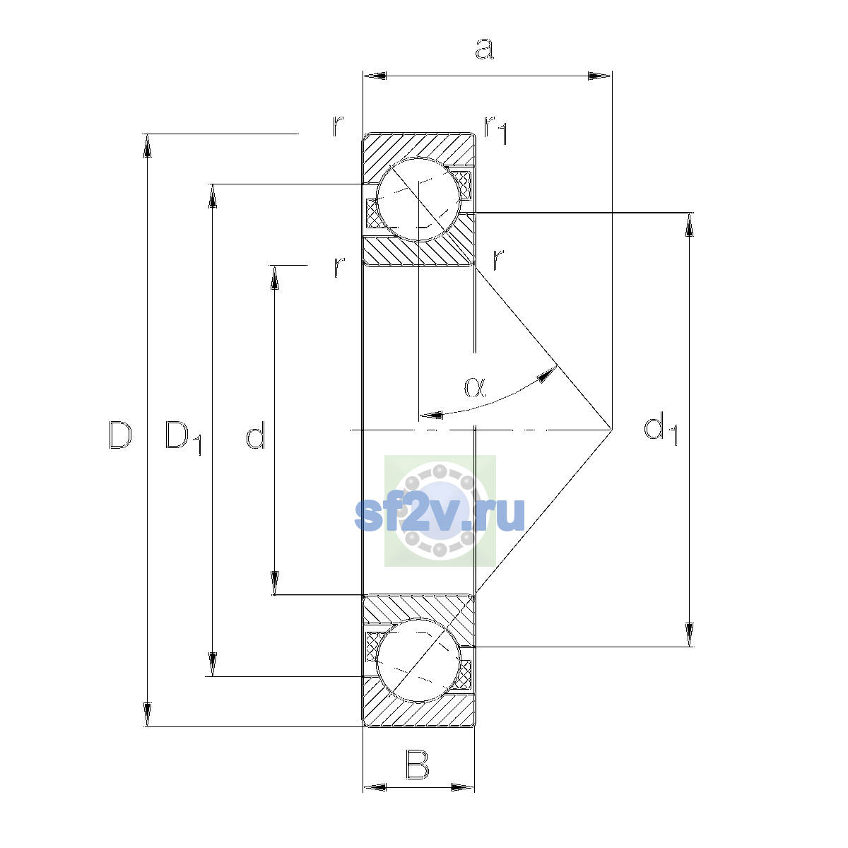Схема подшипника 7206-B-XL-JP