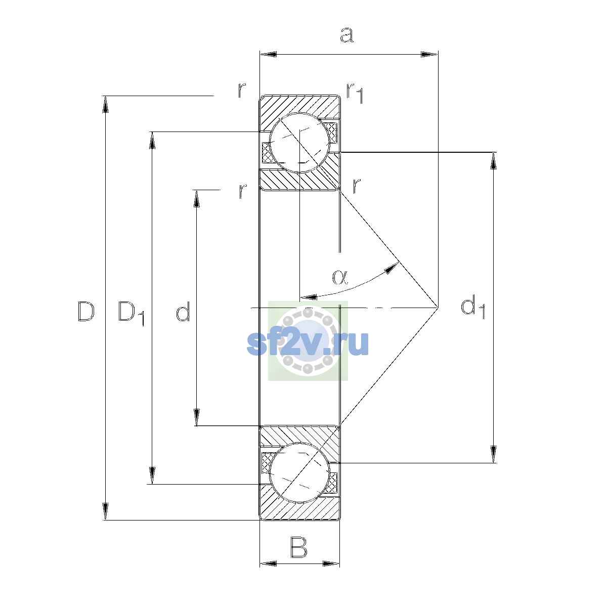 Схема подшипника 7206-B-XL-MP